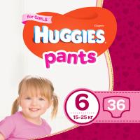 Подгузники Huggies Pants 6 для девочек (15-25 кг) 36 шт Фото