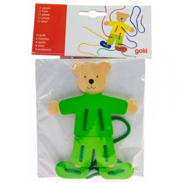 Развивающая игрушка Goki Шнуровка Медведь с одеждой Фото