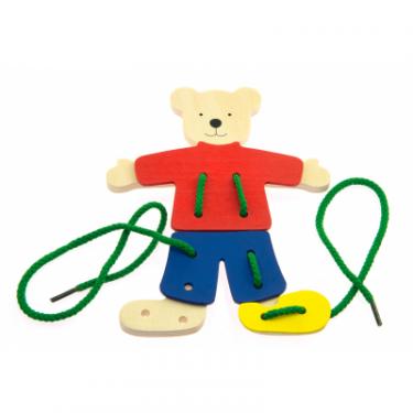 Развивающая игрушка Goki Шнуровка Медведь с одеждой Фото 2