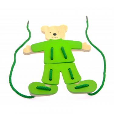 Развивающая игрушка Goki Шнуровка Медведь с одеждой Фото 4