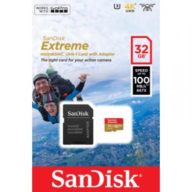 Карта памяти SanDisk 32GB microSD class 10 V30 A1 UHS-I U3 Extreme Acti Фото 2