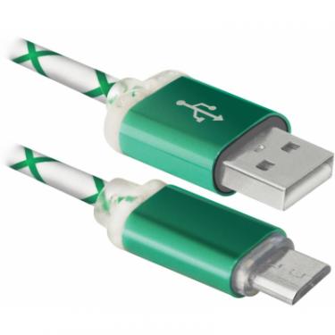 Дата кабель Defender USB08-03LT USB - Micro USB, GreenLED backlight, 1m Фото