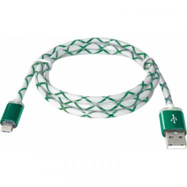 Дата кабель Defender USB08-03LT USB - Micro USB, GreenLED backlight, 1m Фото 1
