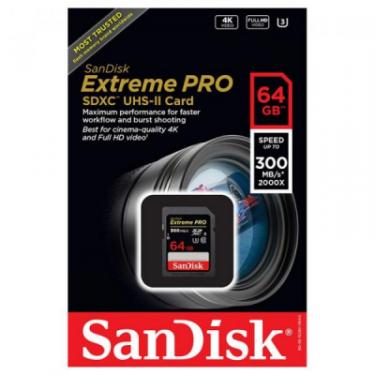 Карта памяти SanDisk 64GB SDXC class 10 UHS-II 4K Extreme Pro Фото 2