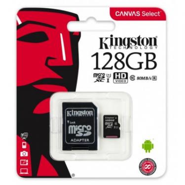 Карта памяти Kingston 128GB microSDXC class 10 UHS-I Canvas Select Фото 2