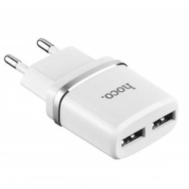 Зарядное устройство HOCO C12 2*USB, 2.4A, White Фото 1