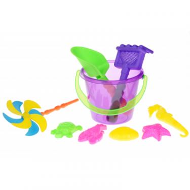 Игрушка для песка Same Toy с Воздушной вертушкой (фиолетовое ведро) 9 шт Фото