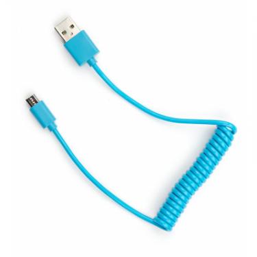 Дата кабель Vinga USB 2.0 AM to Micro 5P Spring 1m blue Фото 1