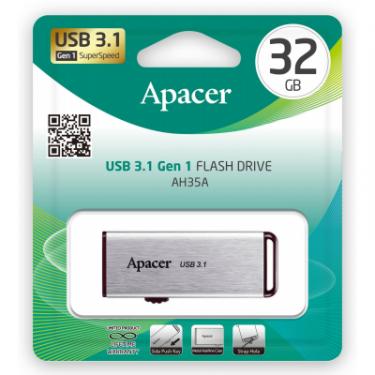 USB флеш накопитель Apacer 32GB AH35A Silver USB 3.1 Gen1 Фото 4
