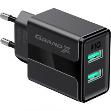 Зарядное устройство Grand-X 5V 2,1A Black + cable USB-Lightning Фото 1