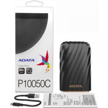 Батарея универсальная ADATA P1050C Black (10050mAh, out 2*5V*2,4A max, cable U Фото 6