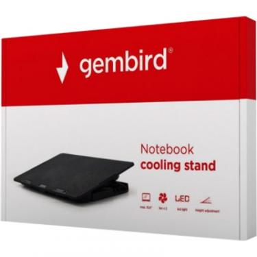 Подставка для ноутбука Gembird 15", 2x125 mm fan, black Фото 3