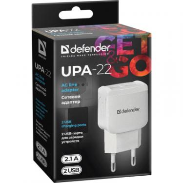 Зарядное устройство Defender UPA-22 white, 2xUSB, 2.1A Фото 2