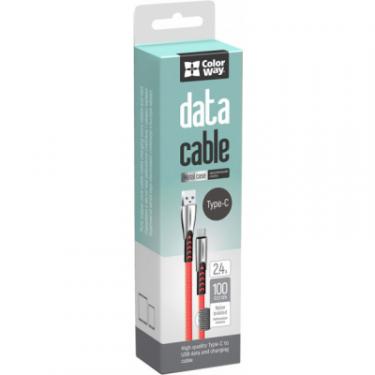 Дата кабель ColorWay USB 2.0 AM to Type-C 1.0m zinc alloy red Фото 2