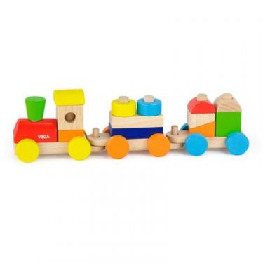 Развивающая игрушка Viga Toys Поезд цветной из кубиков Фото