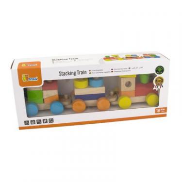 Развивающая игрушка Viga Toys Поезд цветной из кубиков Фото 1