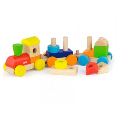 Развивающая игрушка Viga Toys Поезд цветной из кубиков Фото 2