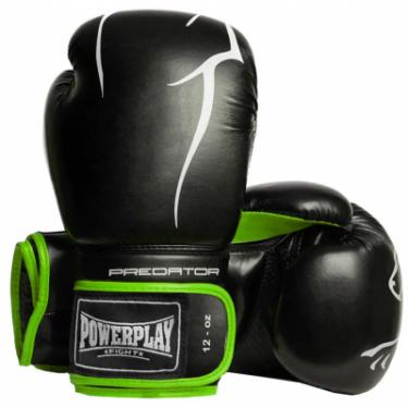 Боксерские перчатки PowerPlay 3018 16oz Black/Green Фото