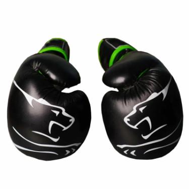 Боксерские перчатки PowerPlay 3018 16oz Black/Green Фото 1