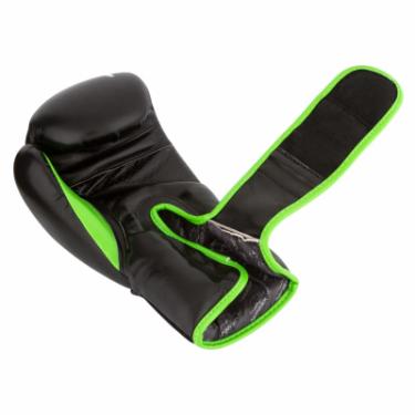 Боксерские перчатки PowerPlay 3018 16oz Black/Green Фото 3