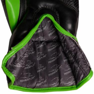 Боксерские перчатки PowerPlay 3018 16oz Black/Green Фото 4