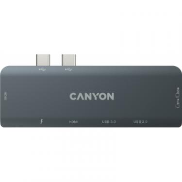 Порт-репликатор Canyon 1*Type C PD100W+2*HDMI+1*USB3.0+1*USB2.0+1*SD+1*TF Фото 1