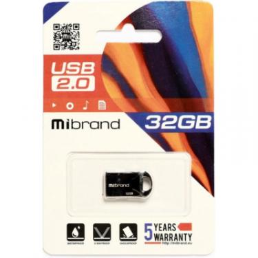 USB флеш накопитель Mibrand 32GB Hawk Black USB 2.0 Фото 1