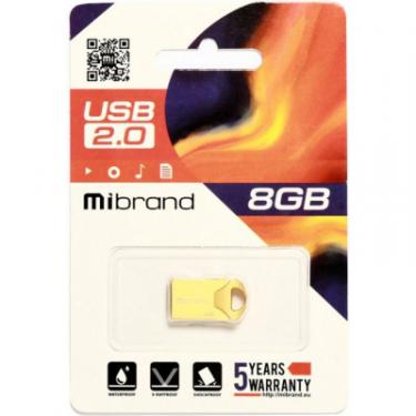 USB флеш накопитель Mibrand 8GB Hawk Gold USB 2.0 Фото 1