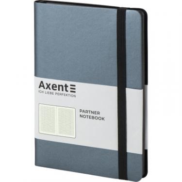 Блокнот Axent Partner Soft, 125х195, 96л, клет, серебряно-синий Фото 1