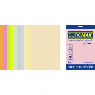 Бумага Buromax А4, 80g, PASTEL+NEON, 10colors, 20sh, EUROMAX Фото