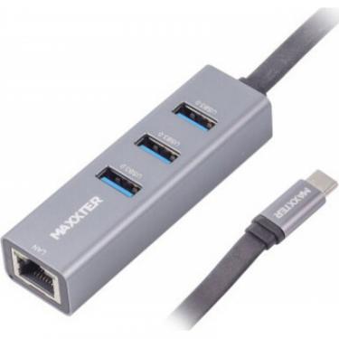 Концентратор Maxxter Type-C to Gigabit Ethernet, 3 Ports USB 3.0 Фото