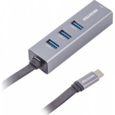 Концентратор Maxxter Type-C to Gigabit Ethernet, 3 Ports USB 3.0 Фото 1