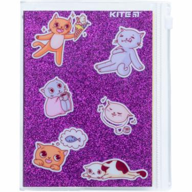 Блокнот Kite силіконова обкладинка, 80 арк., Purple cats Фото