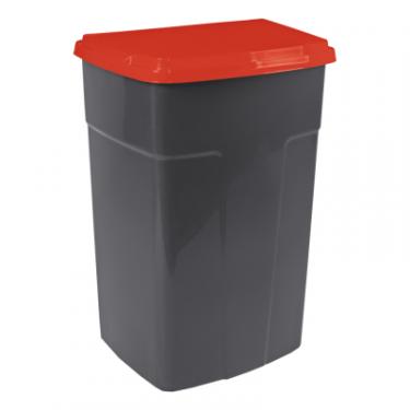 Контейнер для мусора Алеана з кришкою темно-сірий з червоним 90 л Фото
