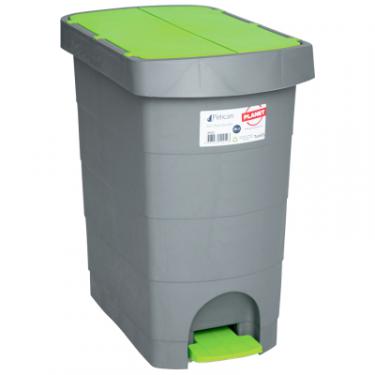 Контейнер для мусора Planet Household Pelican з педаллю сірий із зеленим 20 л Фото