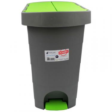 Контейнер для мусора Planet Household Pelican з педаллю сірий із зеленим 20 л Фото 1