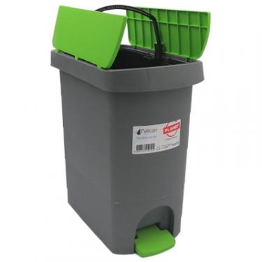 Контейнер для мусора Planet Household Pelican з педаллю сірий із зеленим 20 л Фото 2