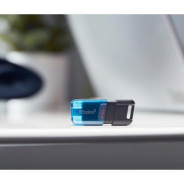 USB флеш накопитель Kingston 64GB DataTraveler 80 M USB-C 3.2 Blue/Black Фото 4