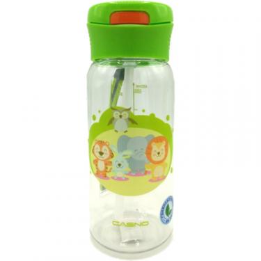 Бутылка для воды Casno 400 мл KXN-1195 Зелена Малята-звірята з соломинкою Фото