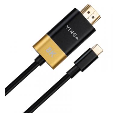 Кабель мультимедийный Vinga USB-C to HDMI 1.5m v2.1 8K60Hz Gold plated Фото 1