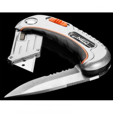 Нож монтажный Neo Tools складаний, 2 наконечники, 5 трапецієподібних лез у Фото 3
