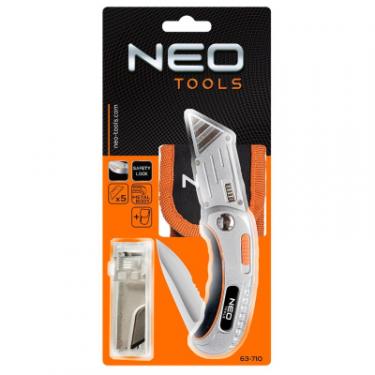 Нож монтажный Neo Tools складаний, 2 наконечники, 5 трапецієподібних лез у Фото 5