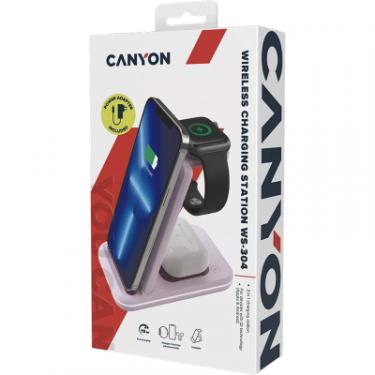 Зарядное устройство Canyon WS-304 Foldable 3in1 Wireless charger Iced Pink Фото 6