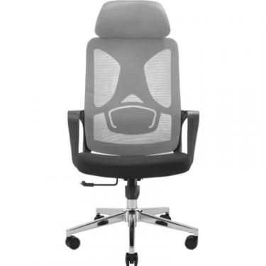 Офисное кресло Richman Монеро Хром M-1 (Tilt) Сітка чорна + сітка сіра Фото 1