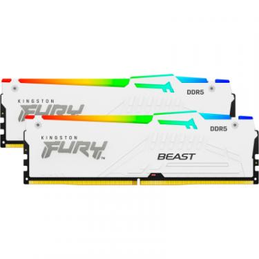 Модуль памяти для компьютера Kingston Fury (ex.HyperX) DDR5 32GB (2x16GB) 6000 MHz FURY Beast White RGB Фото 2