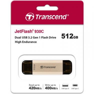 USB флеш накопитель Transcend 512GB JetFlash 930C Gold-Black USB 3.2/Type-C Фото 7