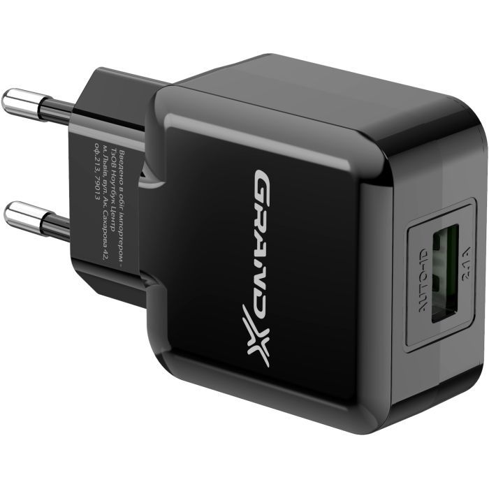 Зарядное устройство Grand-X CH-03B (5V/2,1A) Black Фото