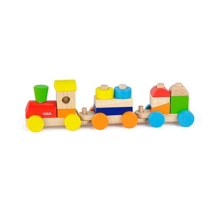 Развивающая игрушка Viga Toys Поезд цветной из кубиков Фото