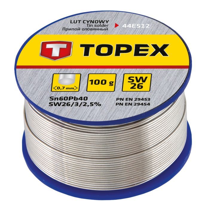 Припой для пайки Topex оловянный 60%Sn, проволока 0.7 мм,100 г Фото