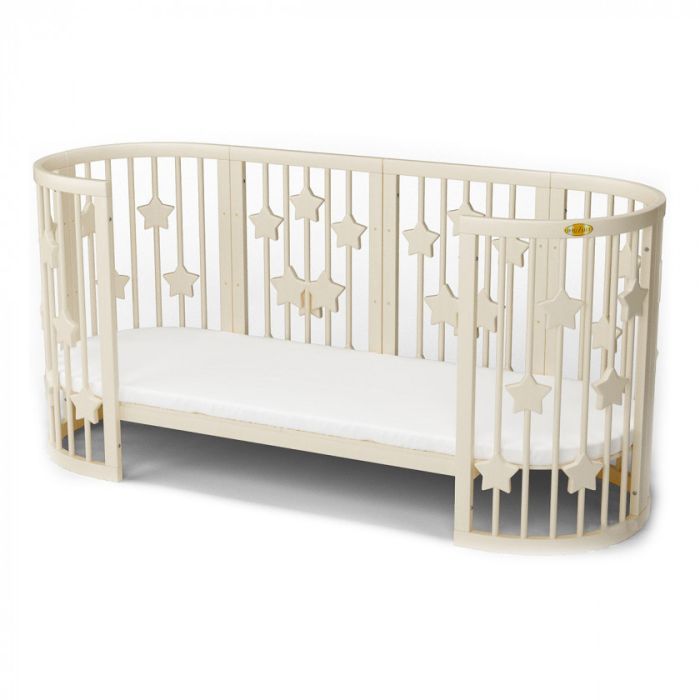 Кроватка Ingvart SMART BED ROUND со звездочками молочный Фото 2